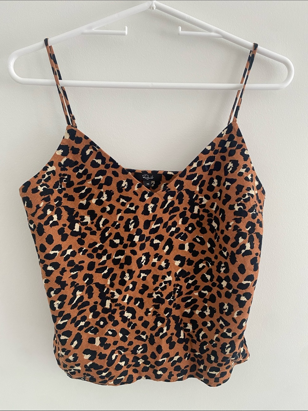 Rails Paola Golden Leopard Linen Rayon Blend Animal Print Cami Top Size XS